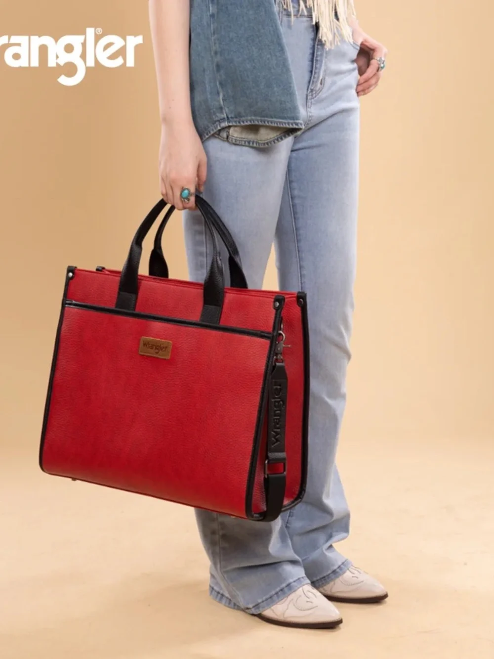 Wrangler Carry-All Large Tote Work Tote/Crossbody - Red